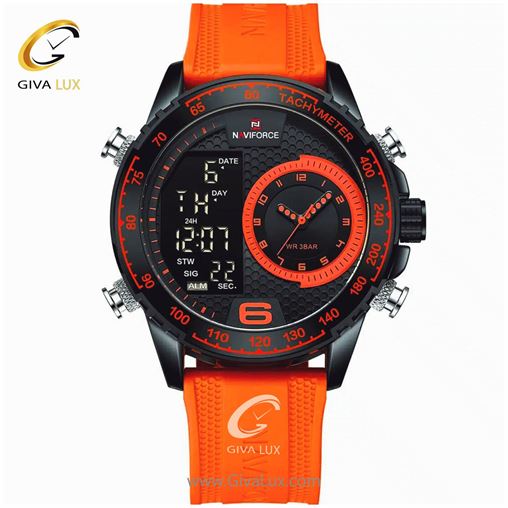 ساعت مچی مردانه بند پی یو نارنجی ناوی فورس مدل NF9199T 9199boo (1).jpg
